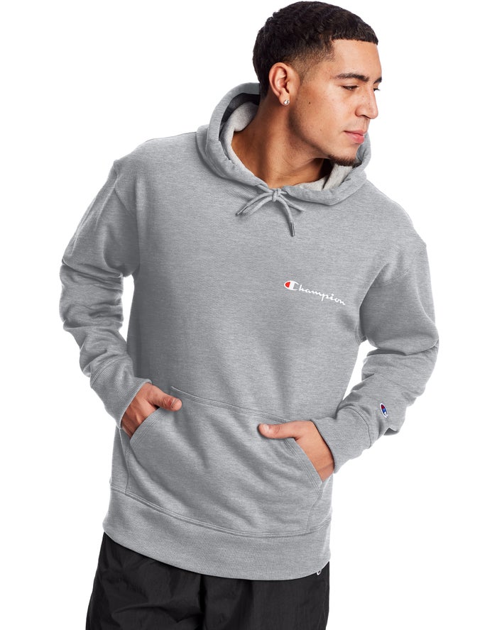 Champion Powerblend Fleece Script Logo - Miesten Harmaat Huppari - Suomi 0648529-RE